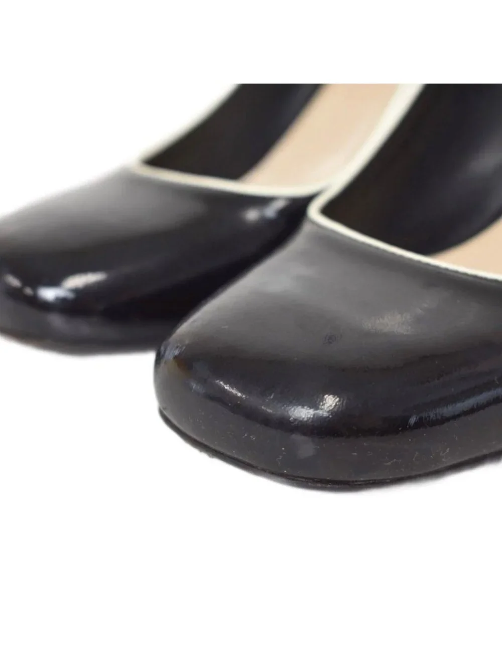 Prada Patent Wedge Sole Pumps Black Heel
